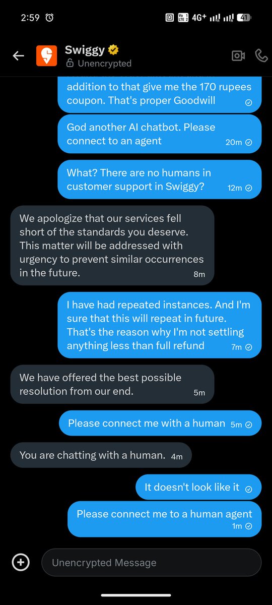 Autobutt27982's tweet photo. @Swiggy Have you replaced all customer support agents with AI? @SwiggyCares @Swiggy https://t.co/pBQm6IKeu0