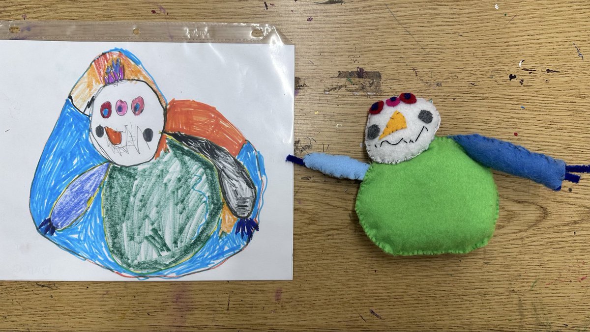 SaintRPh's tweet photo. My daughter is a high school art teacher. Recently she worked with the kindergarten art teacher and she had her kindergarteners draw monsters. My daughter had her high school students sew plushies of the kindergartners’ creations. https://t.co/ijdOu9fF60