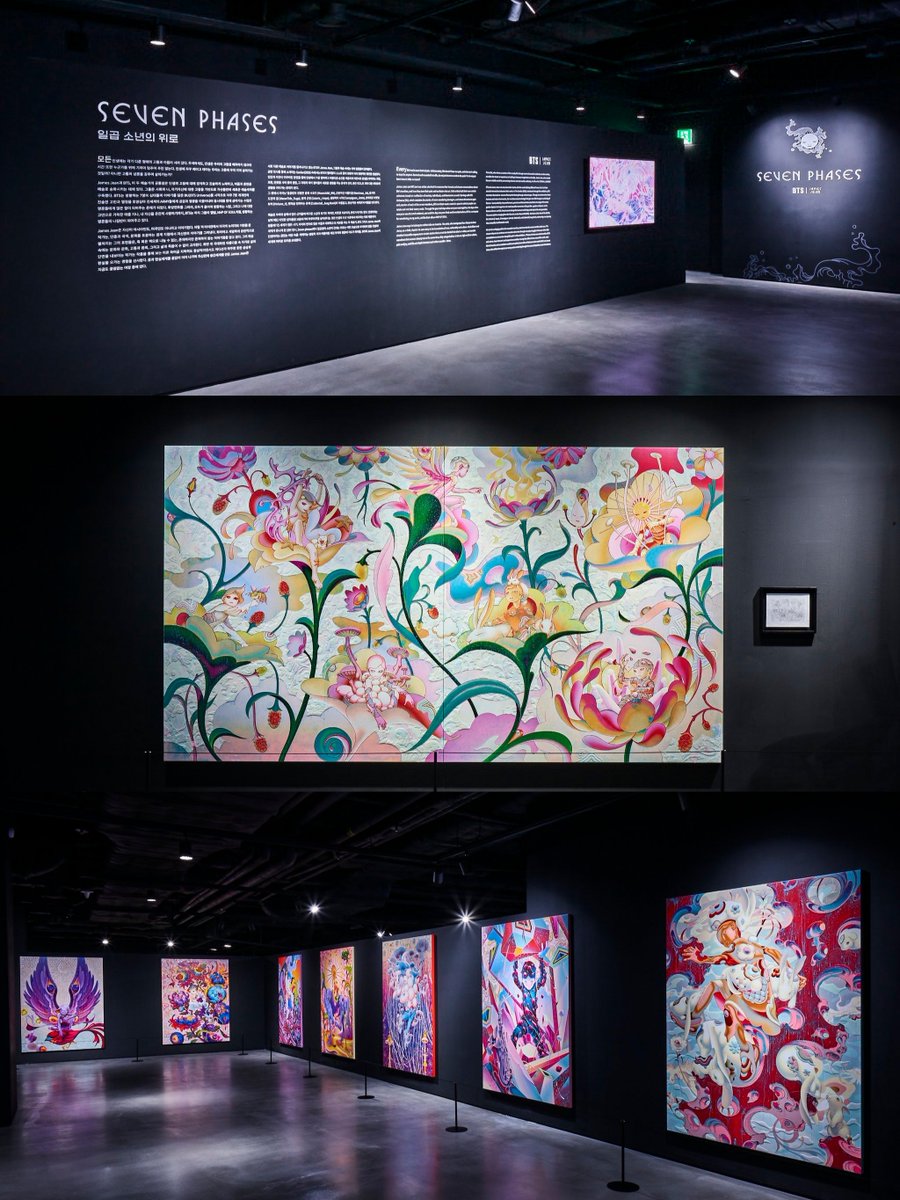 joontriever's tweet photo. just found out james jean is the artist behind these beautiful posters. he’s the one who did a collab with bangtan for the seven phases exhibition a few years ago in several countries. no wonder his arts look familiar 🥹 https://t.co/pAhVPvnLIf