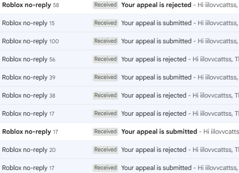 audri35334's tweet photo. @DavidBaszucki @DavidBaszucki @Roblox 
Your AI moderation gave my 2018 account iilovvcattss an enforcement ban because of my sibling's ban. 

I had nothing to do with it and every appeal i sent gets rejected even on my sibling's one where all they basically say is that they don't know nothing. https://t.co/gQwQV8l64f