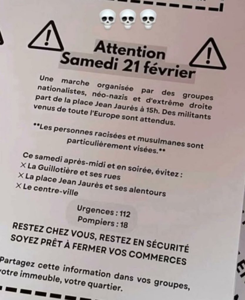 Regardez le genre de tract que les militants d’extrême-gauche et les députés LFI faisaient tourner avant la marche d’aujourd’hui en hommage à Quentin à Lyon 😂😂😂😂😂😂