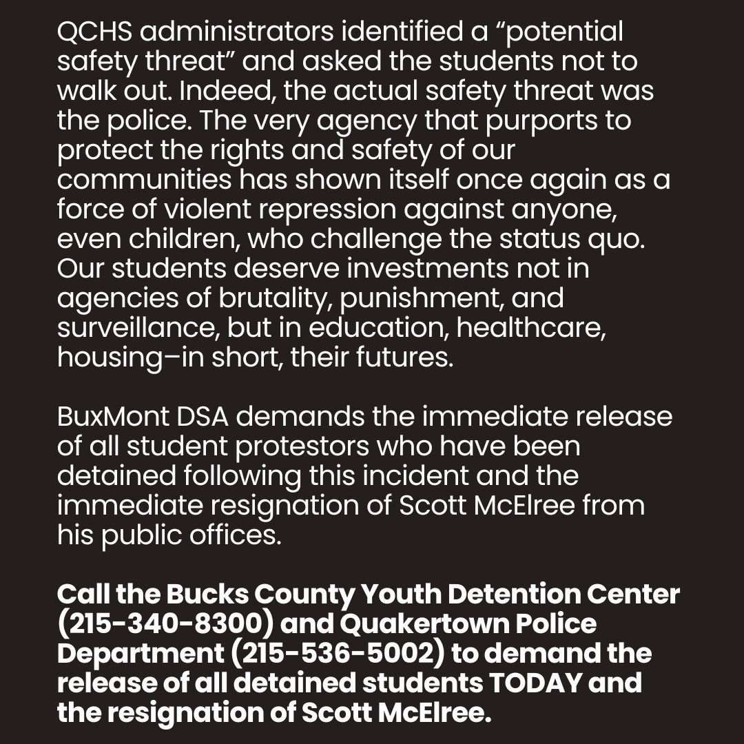 Our statement on the Quakertown Community Highschool Walkout.