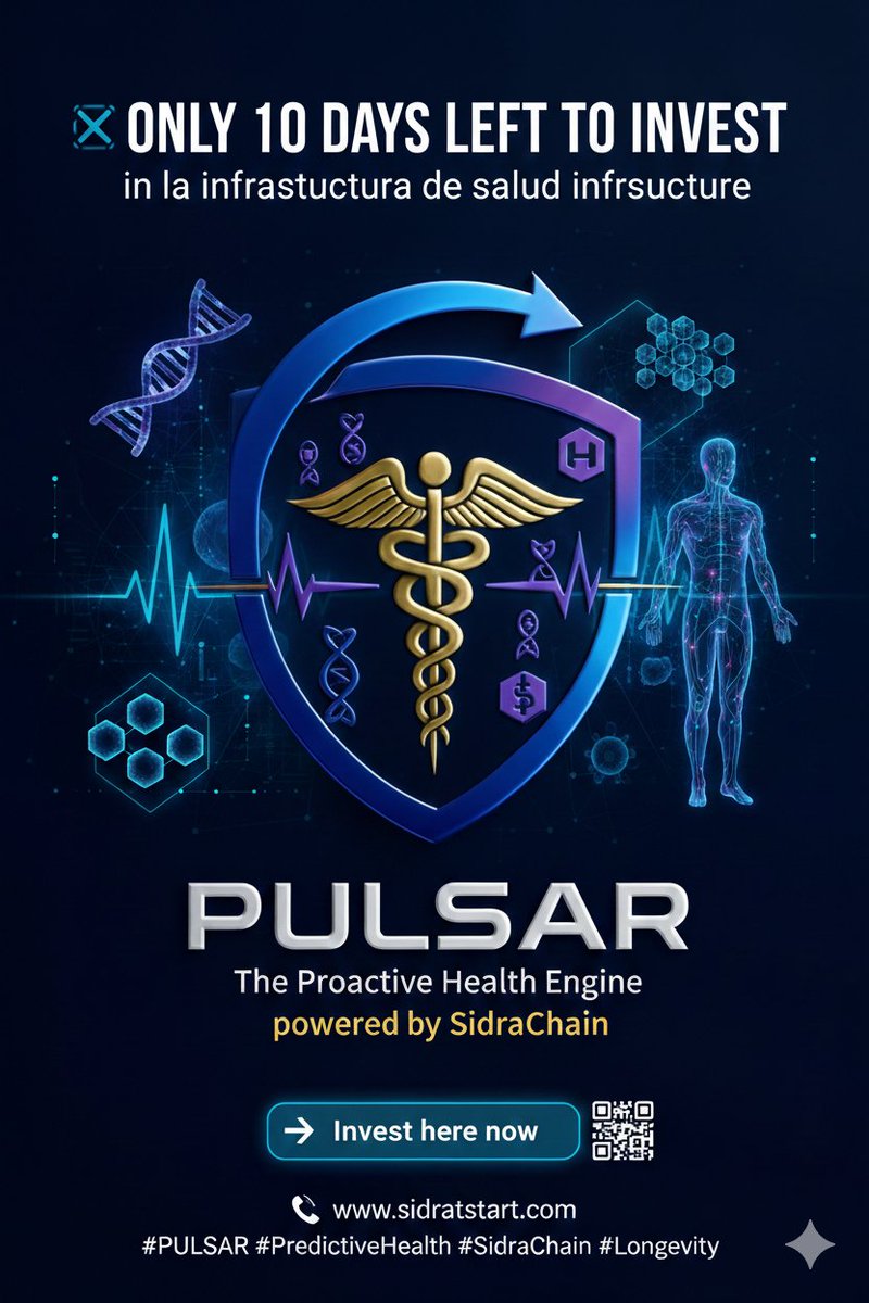 ⏳ Only 10 Days Left to Invest in the B2B2C Predictive Health Infrastructure

The global healthcare system is collapsing under its own weight: it reacts too late, at unsustainable costs, and with no capacity for true prevention.  
#PULSAR is not another health-tech product — it