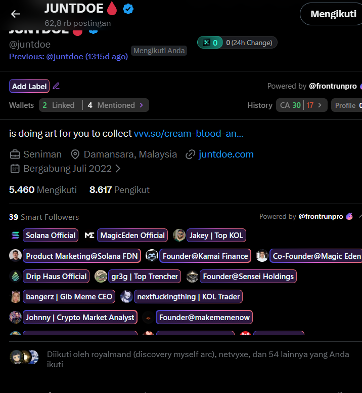 A lot of big name followed juntdoe 

FYI,these big account is not following people without reason 

dex hasn't paid yet 

sittin on 92k cap 

CA: 
ATUUGQTvsNY53maXPUBFPTfEBLa1m2R3Jn7y6v2ypump