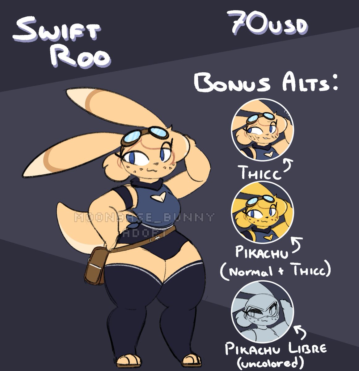 Moonbase_Bunny's tweet photo. New a/dopt - Swift Roo~

Comes with Pikachu alts and a thicc alt (seen in second image)
Message if interested! :3 https://t.co/Kk99ejnNMt
