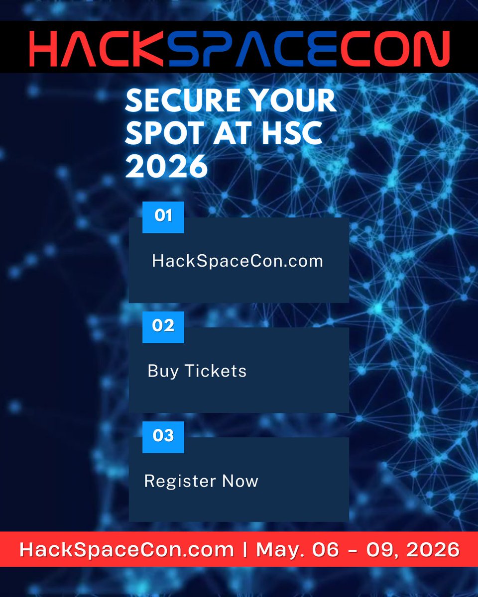 HackSpaceCon's tweet photo. Ready for Hack Space Con?

More than an event — it’s where tech, cybersecurity, and innovation connect with people who go beyond.

Top-level talks.
Hands-on sessions.
Real networking.
A community shaping the future.

Join the experience.

 #hackspacecon #education #space https://t.co/k9sTmybya6