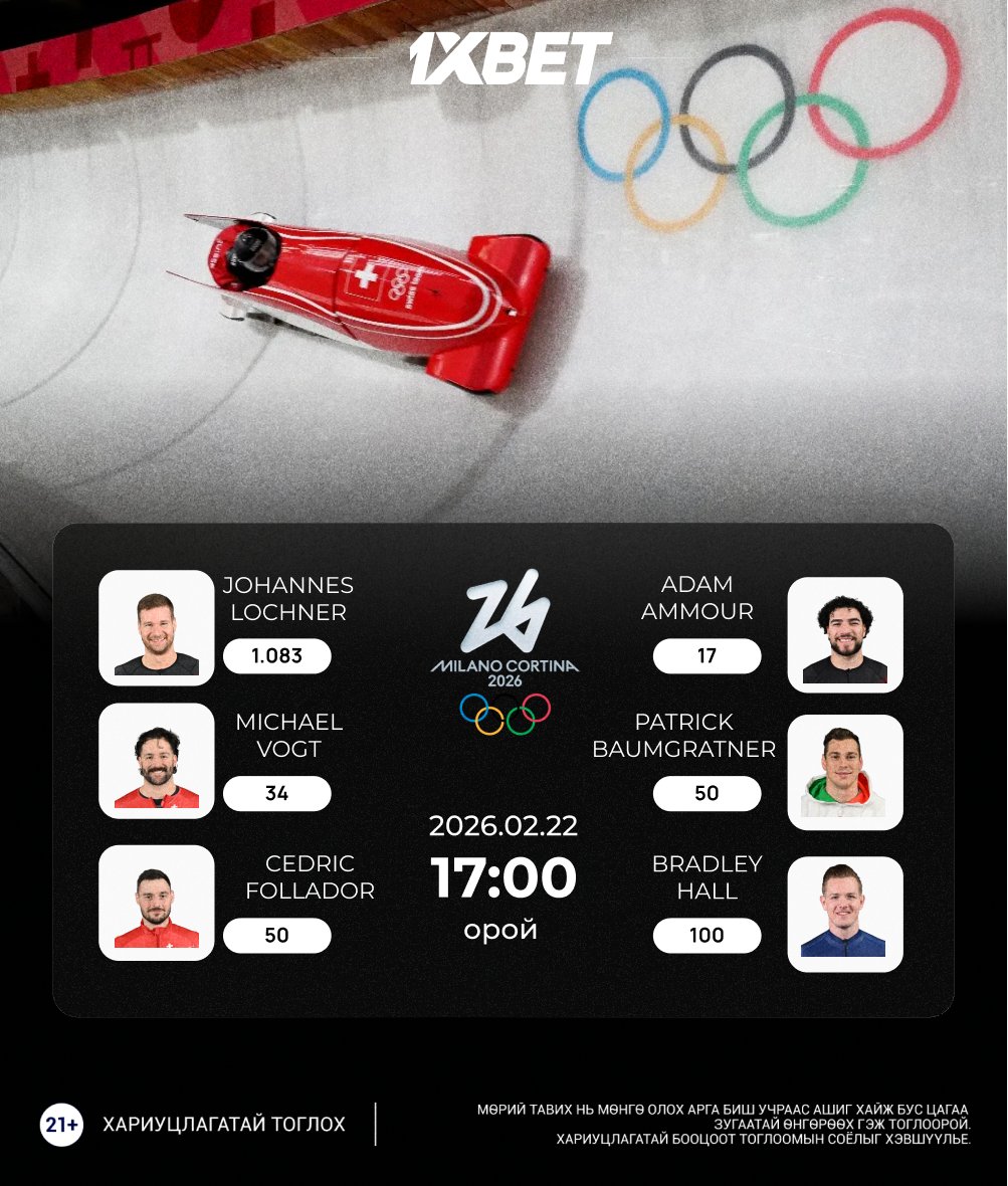 Winter Olympic 2026 with 1xBet

🛷Та аль багийг дэмжиж байна?🔥

🇩🇪Johannes Lochner - (1.083)
🇩🇪Adam Ammour -  (17)
🇨🇭Michael Vogt -  (34)
🇮🇹Patrick Baumgratner -  (50)
🇮🇹Cedric Follador -  (50)
🇬🇧Bradley Hall -  (100)
🕙17:00

🎁 Промо код: MNGX
