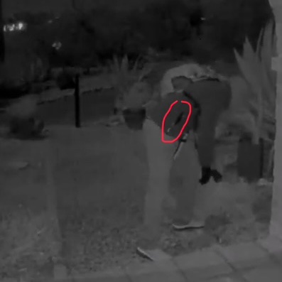 misfit340420's tweet photo. @NewsNation @BrianEntin #AskEntin Have authorities identified what is in his unzipped right-hand jacket pocket? If not a phone, was it also purchased at Walmart? perhaps a walkie-talkie or signal jammer? Could a jammer explain why the nest cam went offline (1:47am) before motion was detected (2:12 am)? https://t.co/D5SxRIWmzA