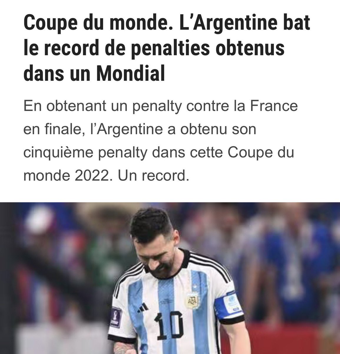 Rubz_0410's tweet photo. @AlexianEric @bobo3785 @ActuFoot_ Alors déjà la France en a eu 3 mais justifié
Et l’Argentine 5 dont 2/3 bien gratuit 
Et en plus ils battent le record 🤣 https://t.co/kiqBYqHKDh