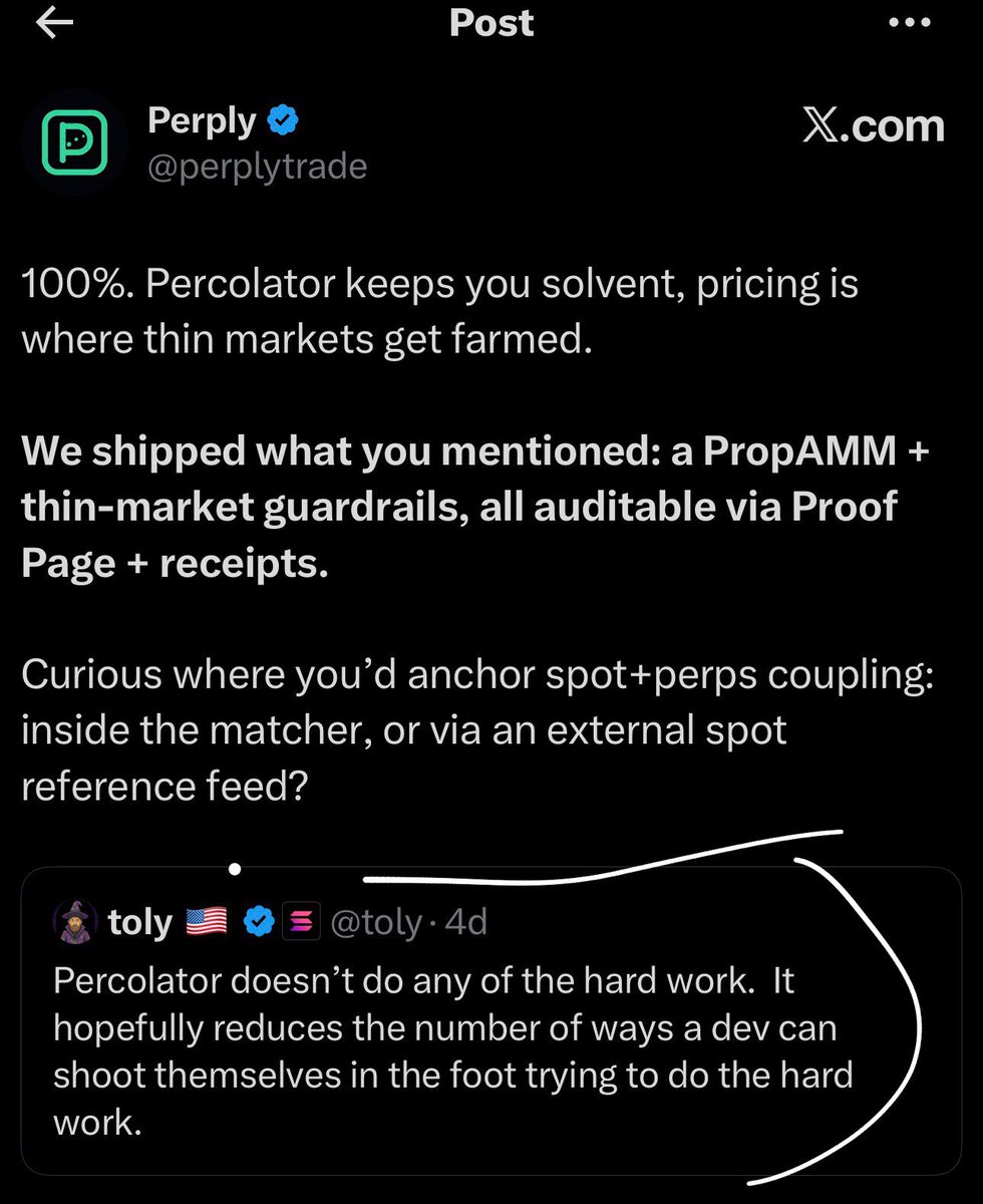 CryptoExpert101's tweet image. I’ll just say it right now this $perply team launched $verai that hit 3m mcap! 👀

They also launched $mpump which crimed to 200-300k mcap

They really took their time with @perplytrade since they wanted to solve Toly’s issue with Perculators. They solved it!

Proof: