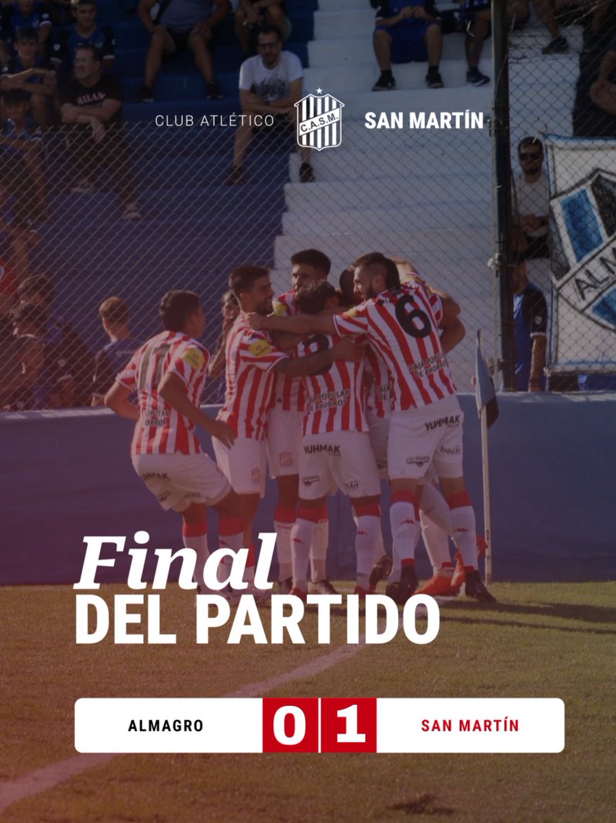🔴⚪️ #PrimeraNacional

¡GANOOO SAN MARTÍN! 🇦🇹

En condición de visitante, el conjunto dirigido por Andrés Yllana venció 1-0 a Almagro, con el gol de Nicolás “Fosa” Ferreyra.

⚽️ #VamosCiudadela