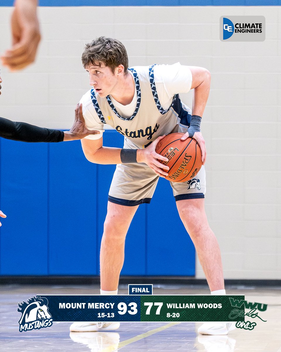 MBB | Final as the Mustangs cap off the regular season on a high note, taking down William Woods, 93-77, ending with a 15 win season. Every Mustang with an appearance in the game scored, led by Jaxson Fried with 25. #MMUmbb