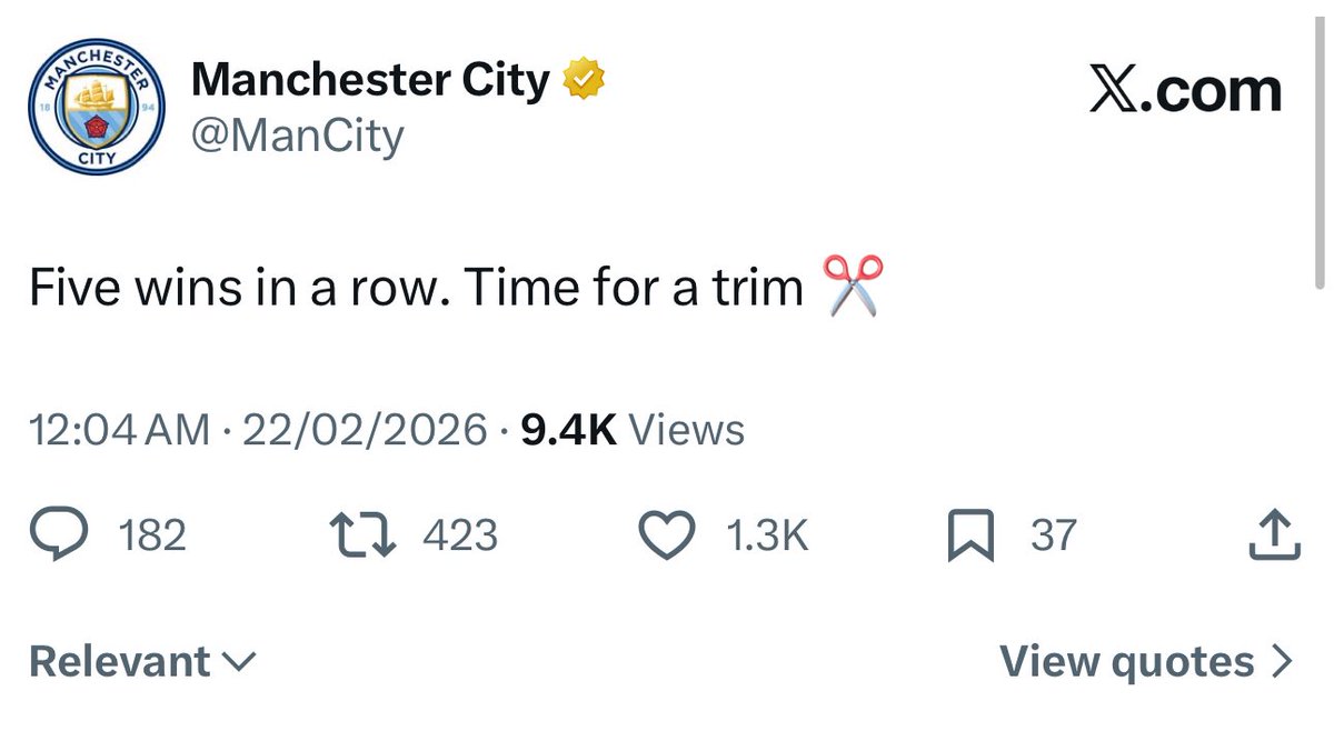 bt3's tweet image. 🚨🚨🚨🚨🚨🚨🚨🚨🚨🚨🚨🚨🚨🚨🚨

جنوووووووووووووووووووووووون..

• حساب نادي مانشستر سيتي عبر اكس:

5 انتصارات على التوالي؛ حان الوقت لقصة شعر جديدة.

😨😨😨😨😨😨😨😨💀💀💀💀💀💀💀