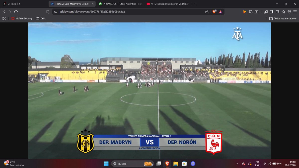 partido arrancado hace 11 minutos y la transmision esta asi... "dep norón" y encima hay un gol de madryn que jamas veremos porque no hay imagenes.