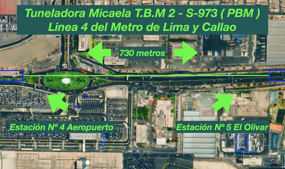 Tuneladora T.B.M 2 Micaela - S- 973 ( PBM ) finalizo fase de excavación de tunel de 730 metros entre Estación Nº 4 Aeropuerto y Estación Nº 5 El Olvivar de Linea 4 del Metro de Lima  #MetroNews  #Linea4 🇵🇪 🚧 🚇  LOC : Av. Elmer Faucett - Callao <a href="/ALAMYSoficial/">ALAMYS</a> <a href="/cynmoto/">Cynthia Yamamoto</a> <a href="/psecadae/">Pablo Secada</a>
