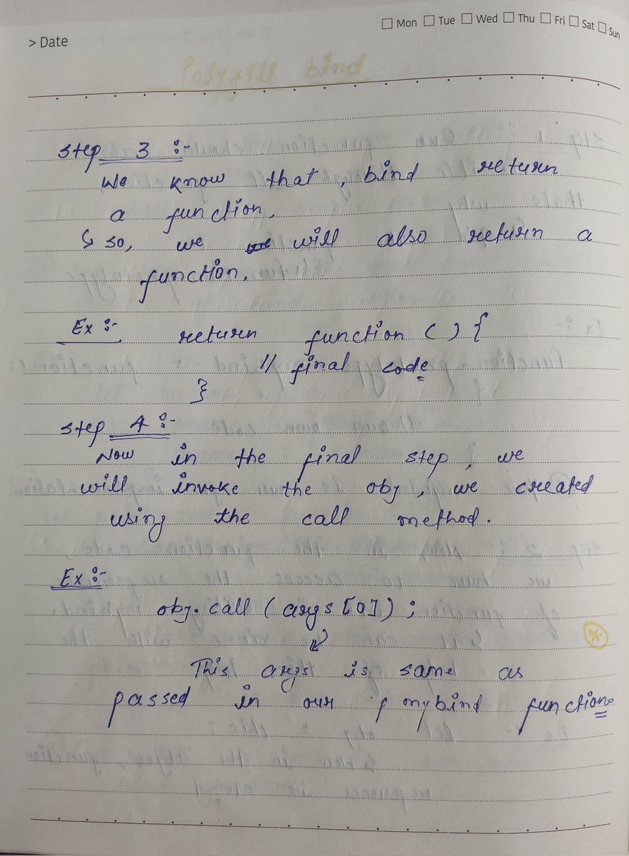 I have created a polyfill of bind function. Here is the notes in detail ...