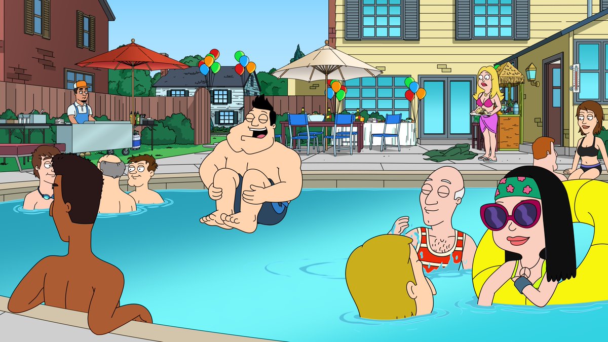 AmericanDadTV's tweet photo. Jump in, the water is fine 😏 Watch the premiere of #AmericanDad tonight on FOX! Next day on Hulu. https://t.co/YyyIGQPEla
