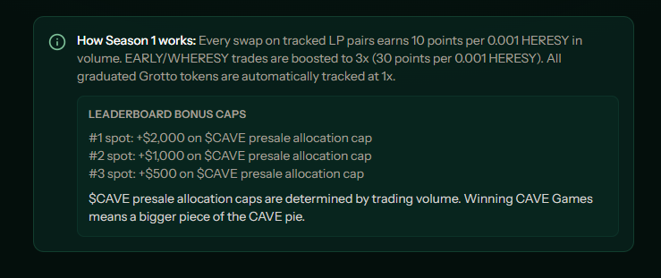The #1 winner of CAVE Games gets a $2000 $CAVE presale allocation cap boost👀