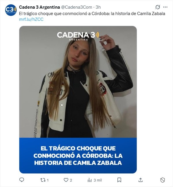 Tierna presentación. Hasta parece la víctima. El "detalle" es que arrolló y mató a un hombre de 35 años (papá de una nena de 10). Se investiga si estaba alcoholizada y corriendo picadas.