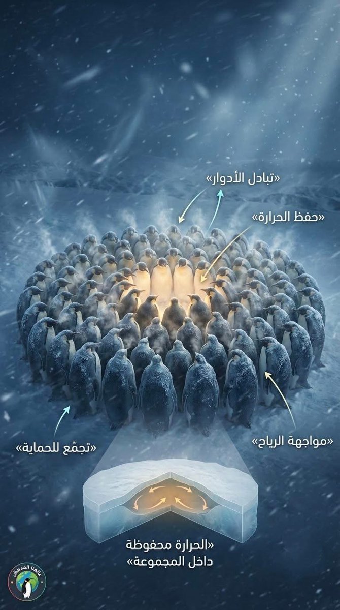 Ne_zaha's tweet photo. ملحمة بقاء إعجازية 🐧

حتى وقت قريب لم يكن العلماء والباحثين يعرفون كيف تنجو البطاريق في البيئة القطبية للقارة الجنوبية، حيث تنخفض درجات الحرارة أثناء العواصف الثلجية إلى ما بين –35 و–50 درجة مئوية
وبعد البحث والدراسة كانت النتيجة مدهشة وأن البطاريق تتبع أسلوب رياضي وفيزيائي في وقت واحد وسأخبركم كيف يحدث ذلك ؟