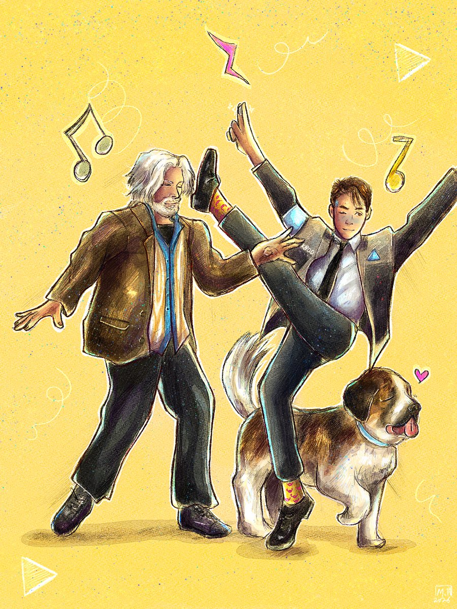 martyinbloom's tweet photo. New objective: dance party 💙⭕️

Drawing of Hank, Connor and Sumo done in #CLIPSTUDIO :3

#detroitbecomehuman #connorrk800 #hankanderson #silly #illustration #digitalart #fanart #videogameart #bryandechart #clancybrown #dog #animalart #quanticdream #dbh #android https://t.co/Hg4rcGKbFx