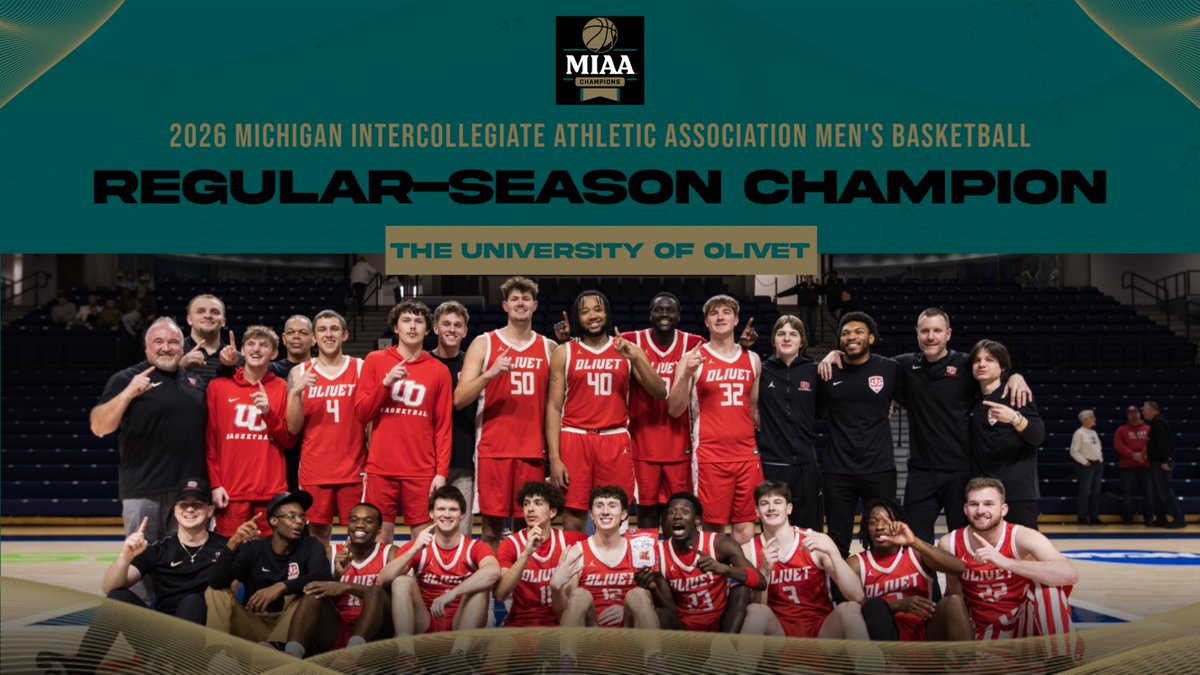 CHAMPS OF THE #D3MIAA 🔥

<a href="/OlivetAthletics/">The University of Olivet Athletics</a> men’s basketball secures the regular-season title with a 12-2 conference record! 🏀

It’s the Comets’ first outright title since 1972 (shared in 2018 and 1973) and the seventh in program history.

#MIAAmbb #GreatSince1888