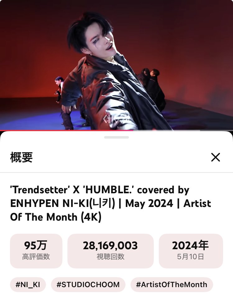 Knife MVと共に
AOTMも毎日コツコツ.·˖*·⑅♡

歴代3位まで
\約306万回再生差です/

#ArtistOfTheMonth
#NI_KI (#니키)
youtu.be/2JTBSa7XsjE?si…

#AOTM_NI_KI
#AOTM_니키
目指せ‼️三千満開🌸✊

<a href="/ENHYPEN_members/">ENHYPEN</a> <a href="/ENHYPEN/">ENHYPEN OFFICIAL</a>