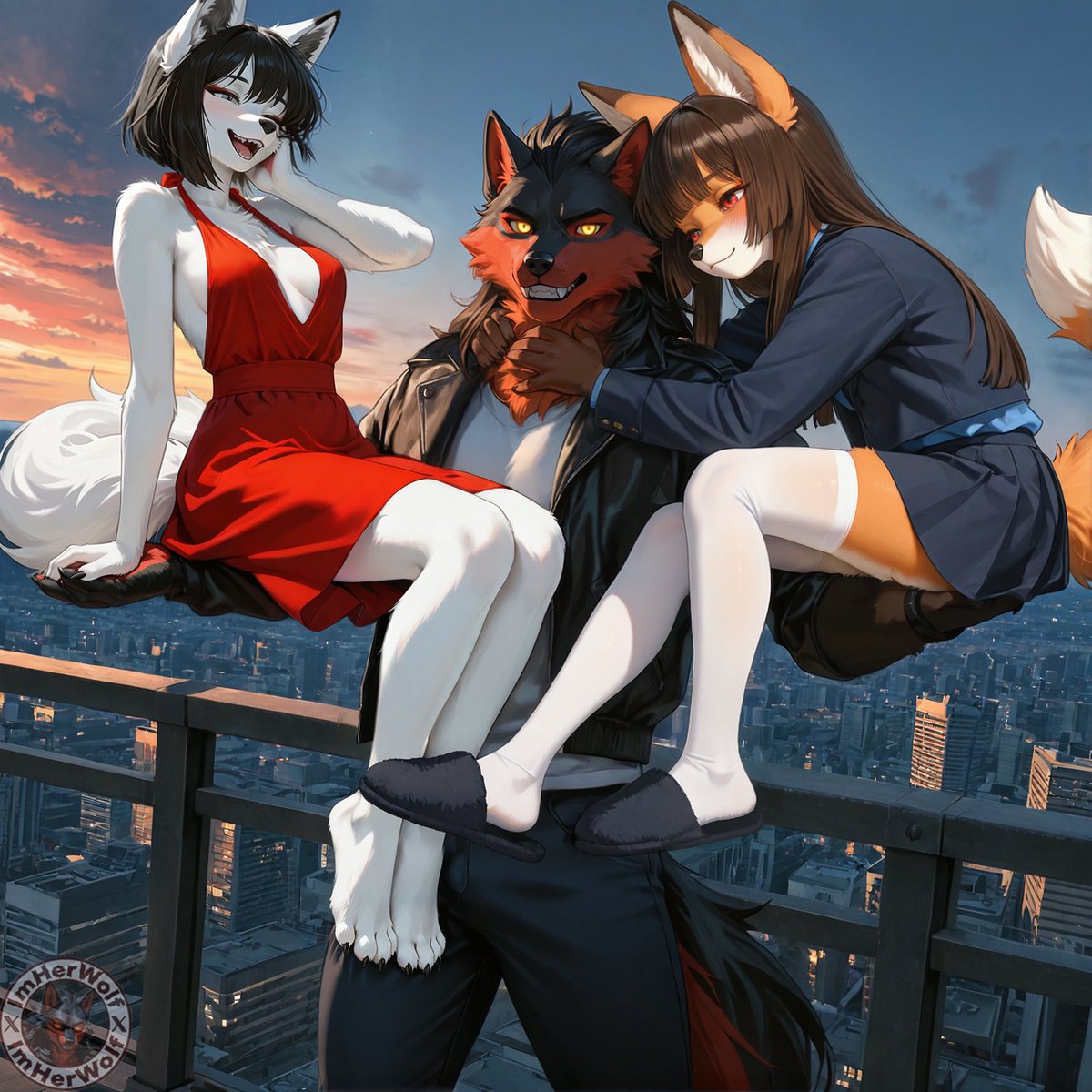 Alice- "Oh Rena dear... I know Blaze is charming and all, but you really shouldn't cling to him so much!"
Rena- "I don't want to fall back!!"
Blaze- "You think I'd let either one of you go? Ahaha!"

Fun, very long project I made with <a href="/Alician_SnowAI/">Alice_Snow</a> &amp; <a href="/Rena_snowAi/">Rena snow 🔞</a> !

#furry