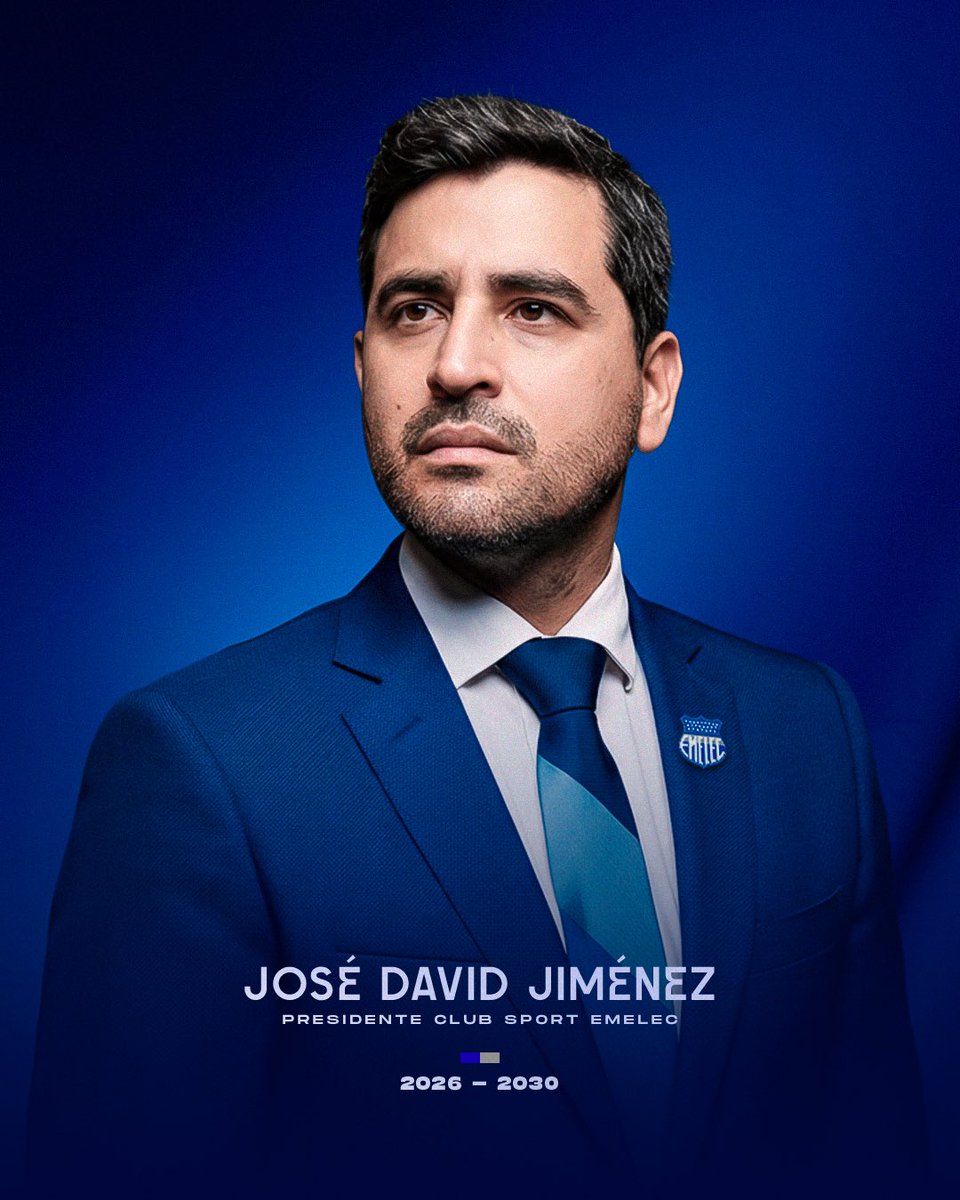 Un nuevo capítulo comienza en el Bombillo. ⚡

Presentamos a José David Jiménez, presidente electo del Club Sport Emelec para el periodo 2026 – 2030.

Que el liderazgo, la unidad y el amor por estos colores marquen el camino de esta nueva era.

#DelBombilloSoy🔵