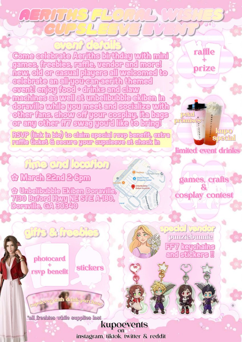 kupoevents's tweet photo. new date and time finally announced for our aerith cupsleeve event ! tysm everyone who patiently waited and we can't wait to see you there 🥹🩷!
more info on our instagram!
RSVP now 🔗💐!

 #AerithWeek2026
#HappyBirthdayAerith
#エアリス誕生日おめでとう
#エアリス誕生祭2026 https://t.co/ldtK30yi2Q