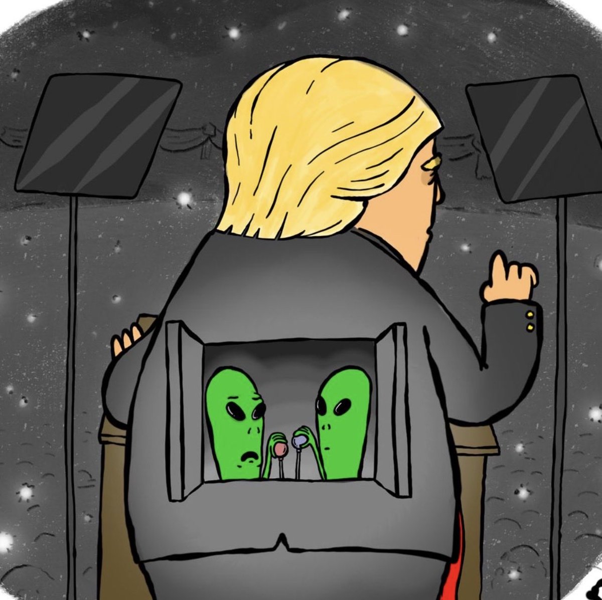 potusalien's tweet photo. First people thought it’s Russian controlling Potus, then ma be Chinese or any one else? Then 
BREAKING: Trump confirmed non-human 👽
Blockchain already knew. $ALIEN47 https://t.co/YkjdAuLNOz