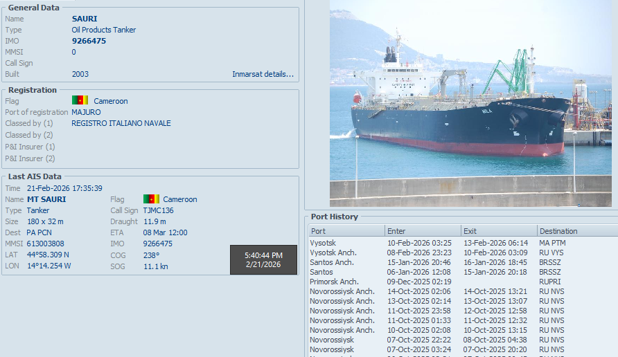 FlconEYES's tweet image. SAURI 9266475
Tanquero ruso con 336,946 barriles...dizque con destino de clarado al #CanaldePanama.🙄

🤔CONTINUARÁ....!!!!