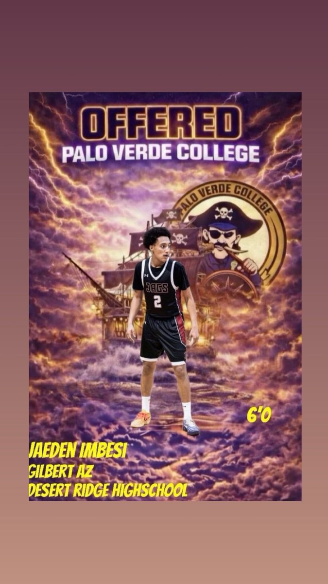 Jaedenii2's tweet photo. Had a talk with Coach Smith and I am truly blessed to receive my 2nd offer. Truly blessed and thank you to Palo Verde College Pirates and Coach Smith! 💙💛
@BrestonWesley @Collegebbopens @GreggRosenberg1 @AZPreps365 https://t.co/rUYCXxZcSK