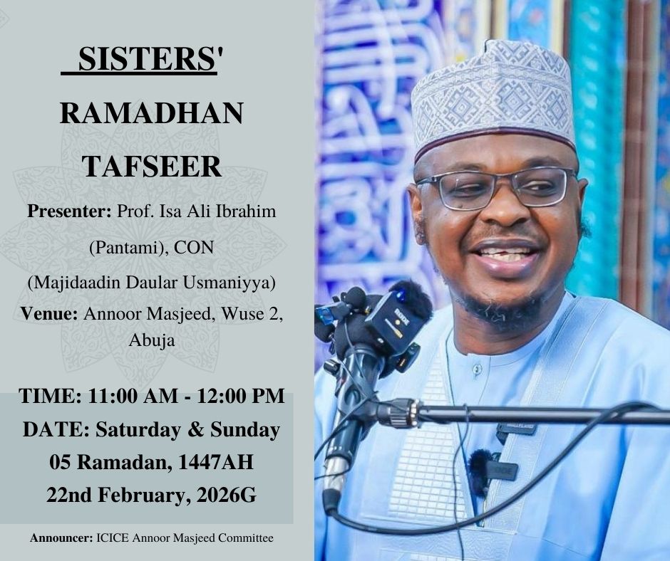 Sisters' tafseer will commence this morning by 11am in sha Allah.