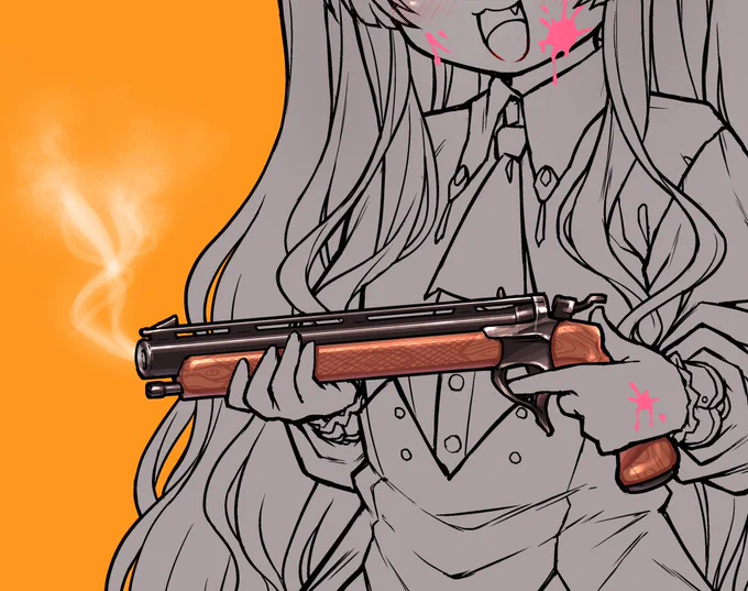 銃のこと何一つ知らんけどパッと見いい感じに描けたんじゃないかなのやつ