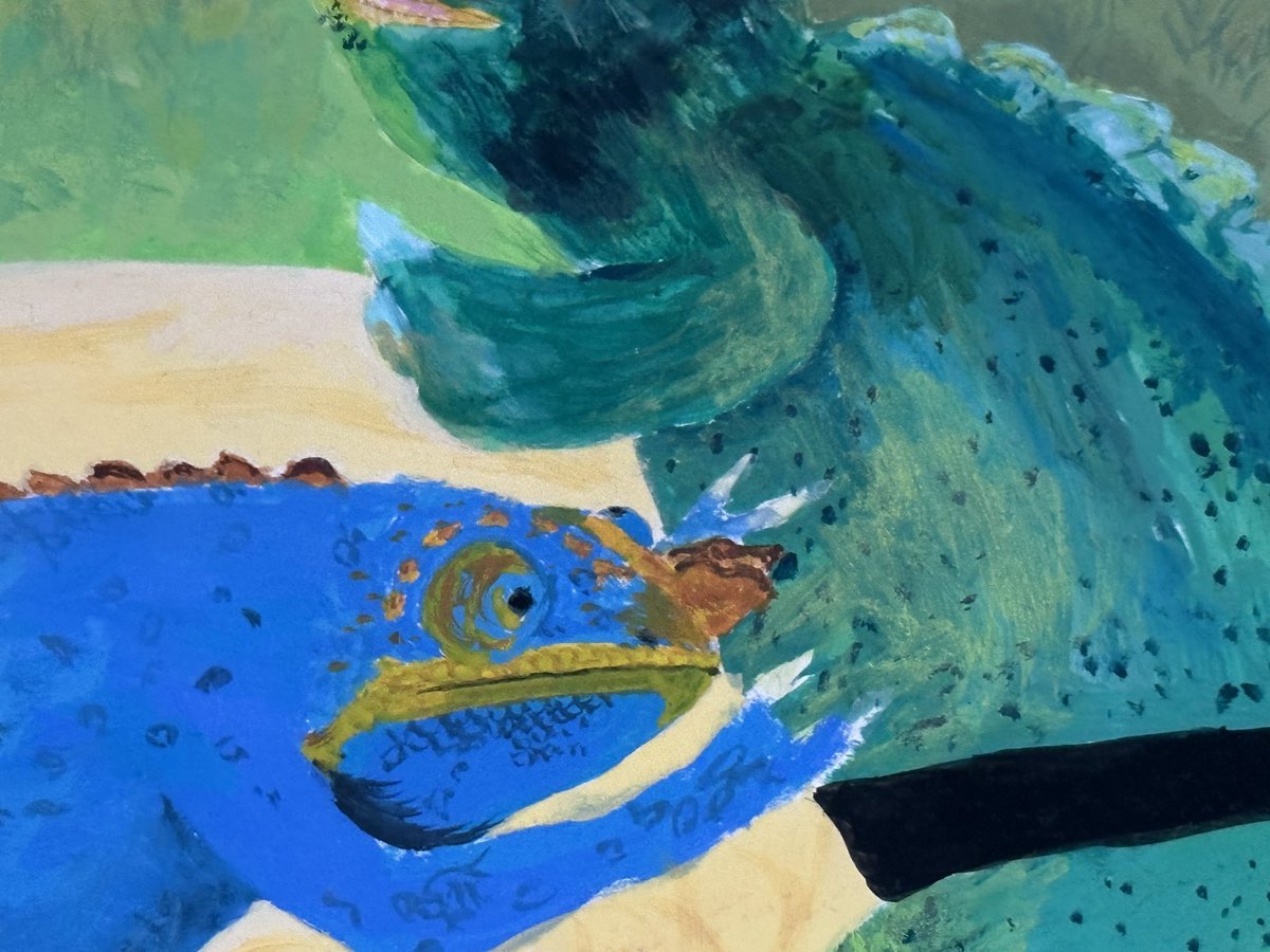 高校3年生のとき描いたカメレオン。 #絵 #イラスト #私の絵柄が好みっ