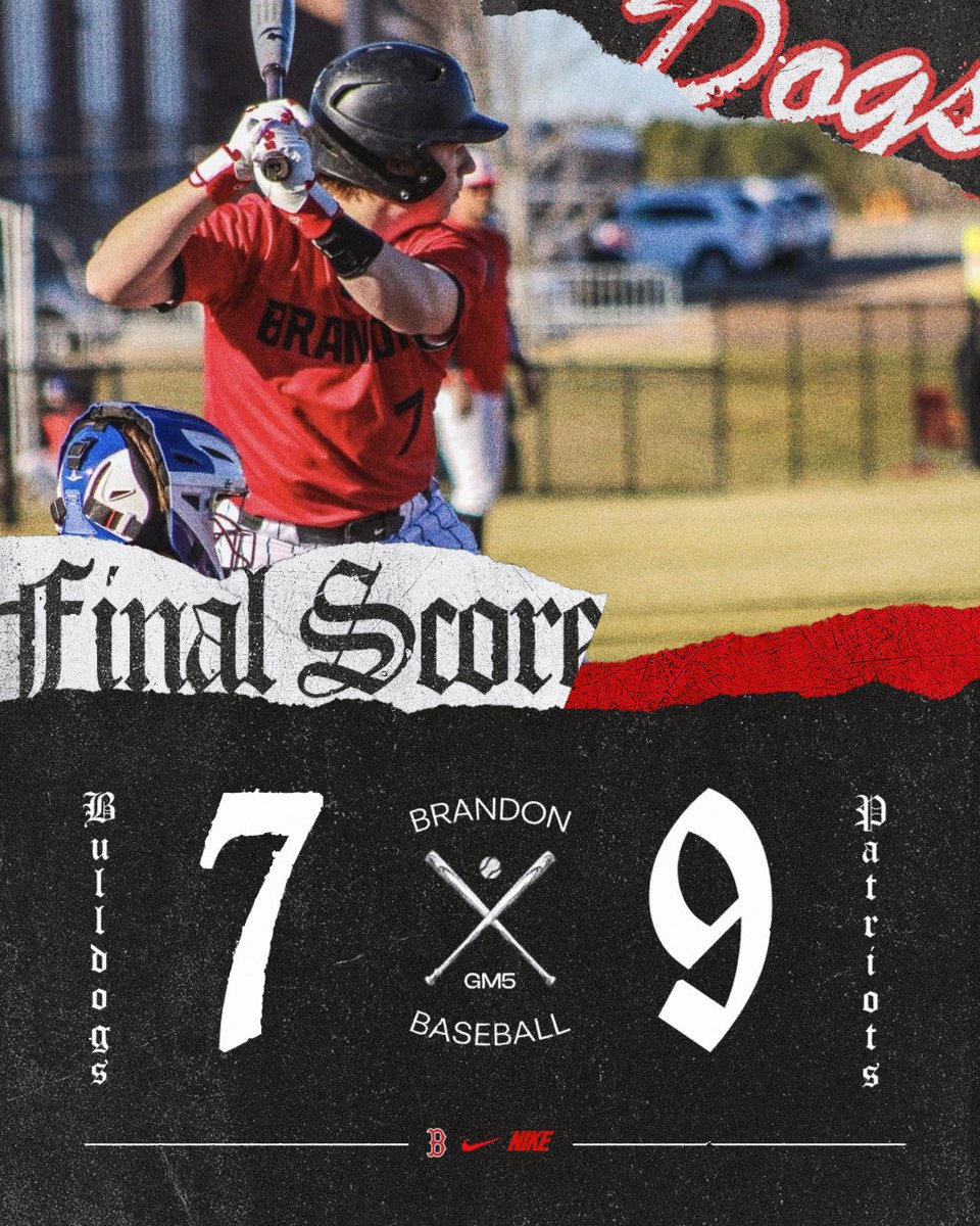 BrandonBulldog2's tweet photo. Dogs drop game 3 of home stand and fall to 4-1. Back in action Tuesday at Germantown. #FTG #outsidedogs @BrandonBulldogs @bshields0244 @blake_levine @PrepBaseballMS https://t.co/1UV1514eBf