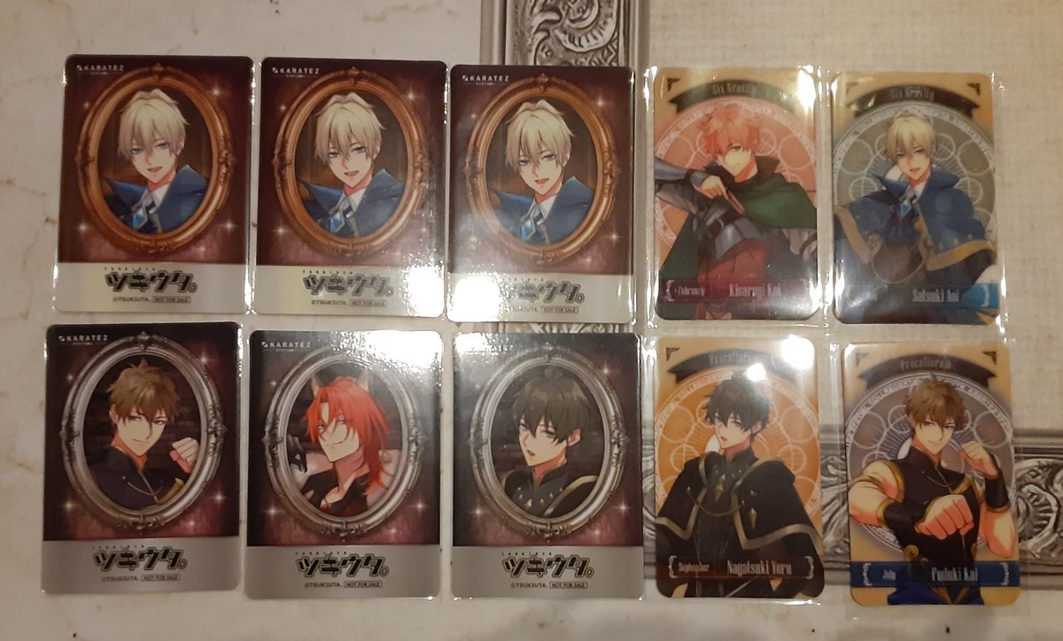 kagura_0319's tweet photo. 【交換】 ツキウタ。カラ鉄 ツキウタ　TSUKITEZ QUEST

譲》☆隼、海、葵、陽、夜、恋、郁
求》始(チャーム/フォトカ)、春(ルームキー)

チャームは恋3・陽2、葵1です。
写真には���りませんが隼フォトカ有、始と交換のみ。
本日13:00～14:15、20:45～池袋手渡し、郵送可。宜しくお願いいたします。 https://t.co/4jxehjqD9S