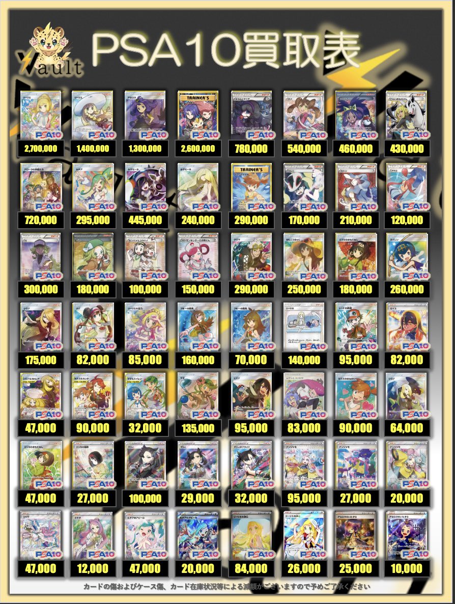 ポケカPSA10強化買取】⚡️2/22更新 ポケカPSA10の買取表になります