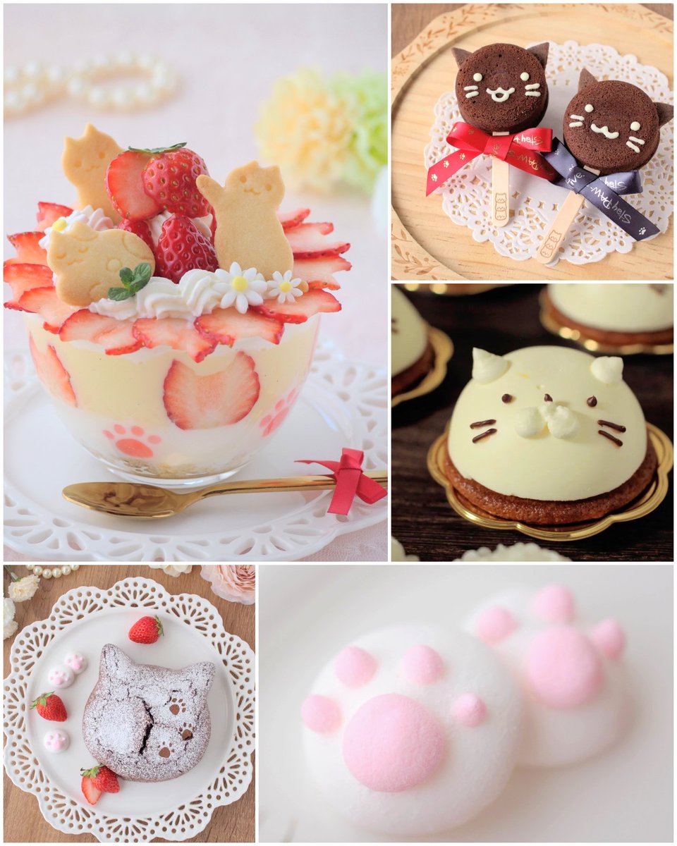 今まで作った猫ちゃんスイーツ🐈🐈‍⬛ #猫の日