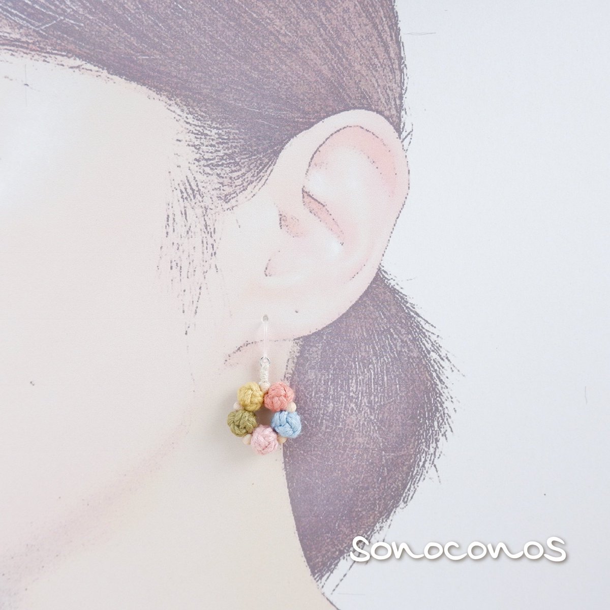 sonoconos's tweet photo. 春色作品のご紹介その④
草原の草花、空をイメージしたパステルカラーのヘンプピアス。
あわじ玉を5つ繋げたぽこぽこ可愛らしいデザインです。
「カラフルヘンプピアス〜spring〜」
https://t.co/jXXTuNo5Og
※2/15〜23のご注文は2/24以降の発送となります。
#ハンドメイド #ヘンプ #麻ひも #マクラメ https://t.co/YAWgM6j4tY
