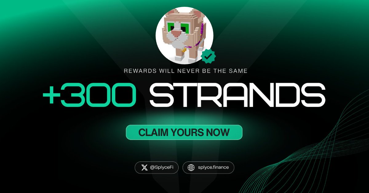 300 Strands claimed. 

Real-world yield is coming to Solana with <a href="/SplyceFi/">Splyce Finance</a> 

Feels good to be early.

Your turn: solana.splyce.finance/rewards?ref=b9…