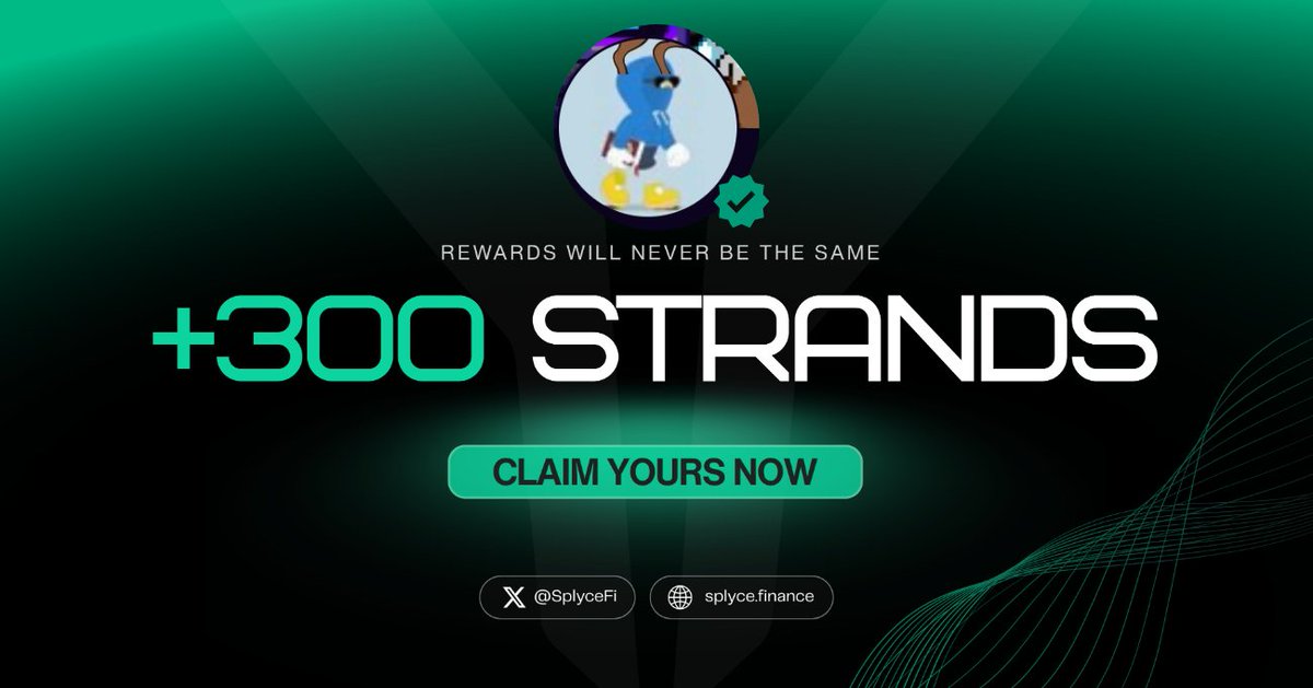 300 Strands claimed. 

Real-world yield is coming to Solana with <a href="/SplyceFi/">Splyce Finance</a> 

Feels good to be early.

Your turn: solana.splyce.finance/rewards?ref=90…