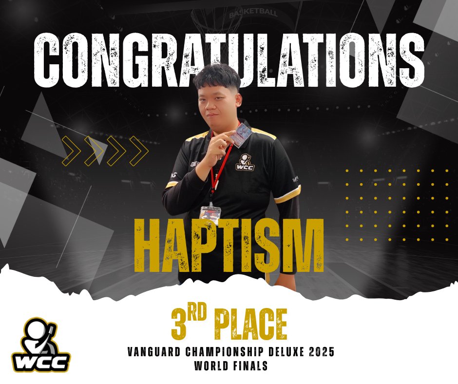 We'd like to congratulate <a href="/Mr_Haptism/">Haptism @WCC</a>, for coming 3rd place at the World Finals for the Vanguard Championship Deluxe 2025! Amazing finish with a very unique deck, Blangdmire Fantome!

Big congratulations, great job and well deserved!