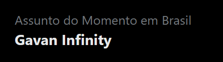 AEEEEEEEEEEEEEEE 💥💥
Vocês são foda! Tá nos trending topics do Brasil!

#GavanInfinity #GavanInfinityNaTokuSato #Gavamba (hahaha!)