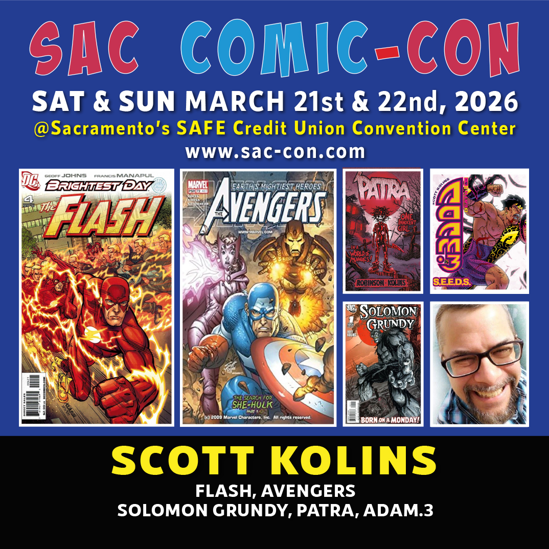 SacAnime's tweet image. Do not miss out on Scott Kolins at Sac Comic-Con!

@@ScottKolins is an award-winning comic book creator – known #TheFlash, #TheAvengers, #JusticeLeague, #Marvel #TeamUp,  #SolomonGrundy,  #Superman-Batman, #JSA, and Legends Of The #DarkKnight and more!