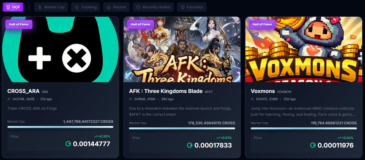 CROSS_gamechain's tweet image. 3 tokens so far in the #CROSSForge Hall of Fame. Which token will be next? Comment your guess below! 👇

x.crosstoken.io/forge
