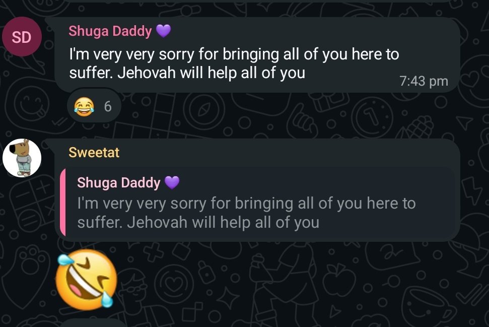 Family chat yesterday, we're all complaining about one health concern or the other: headaches, cramps, skin allergies. 

My daddy:👇👇👇
I haven't laughed so hard in a while. Hei God 🤣🤣🤣🤣.