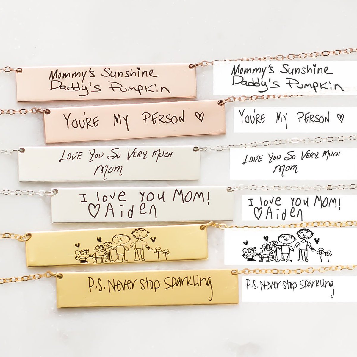 alluniqueness's tweet image. Hold memories close with our gorgeous #CustomHandwritingJewellery. This sleek bar necklace keeps a loved one's signature near your heart. A truly precious #PersonalisedKeepsake and the ideal #SentimentalGiftForMom. alluniqueness.com/Custom-Handwri…