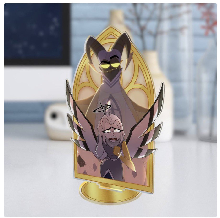 I had a lot of fun drawing this and trying to get as close to canon as I could with it 
I just adore this particular moment in #gravity 
I also made it a standee on my acggoods store, available until the 18th of March! 
#HazbinHotelAdam #HazbinHotelLute #guitarspear 
(I know most